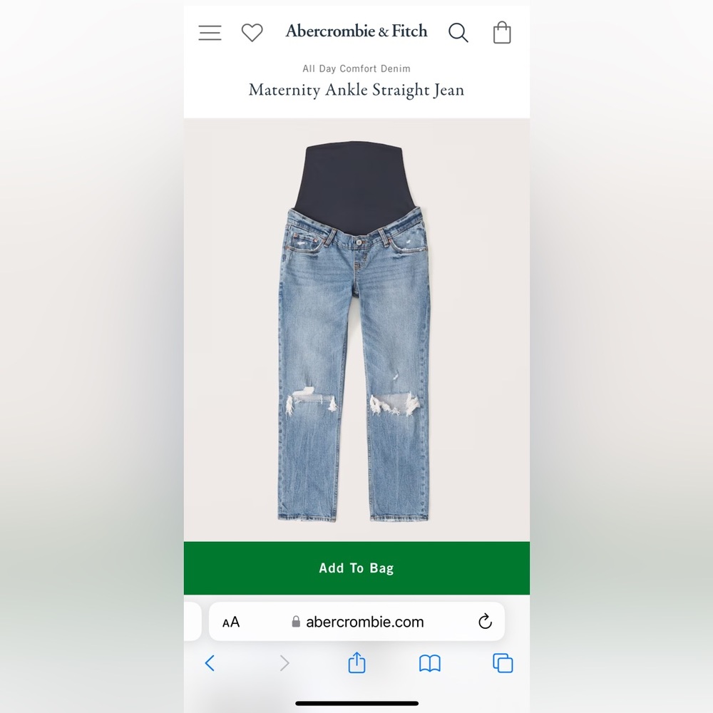 Abercrombie Maternity Ankle Straight Jean Sz 10/30